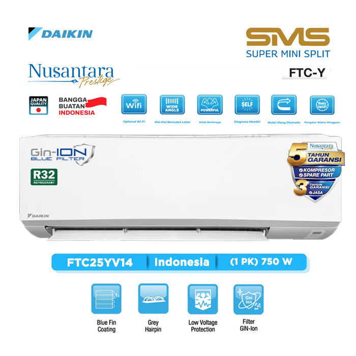 Daikin AC Wall Mounted Split Standard SMS Series 1 PK - FTC25YV14